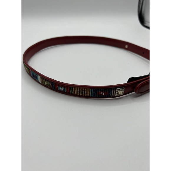Brighton Accessories - Brighton Rusty Red 3/4" Wide Leather Belt Hand Set Multi Color Beads Sz 28 Fancy